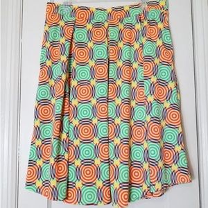 LULAROE Madison yellow teal multicolored aline pocket pleated skirt sz 3X